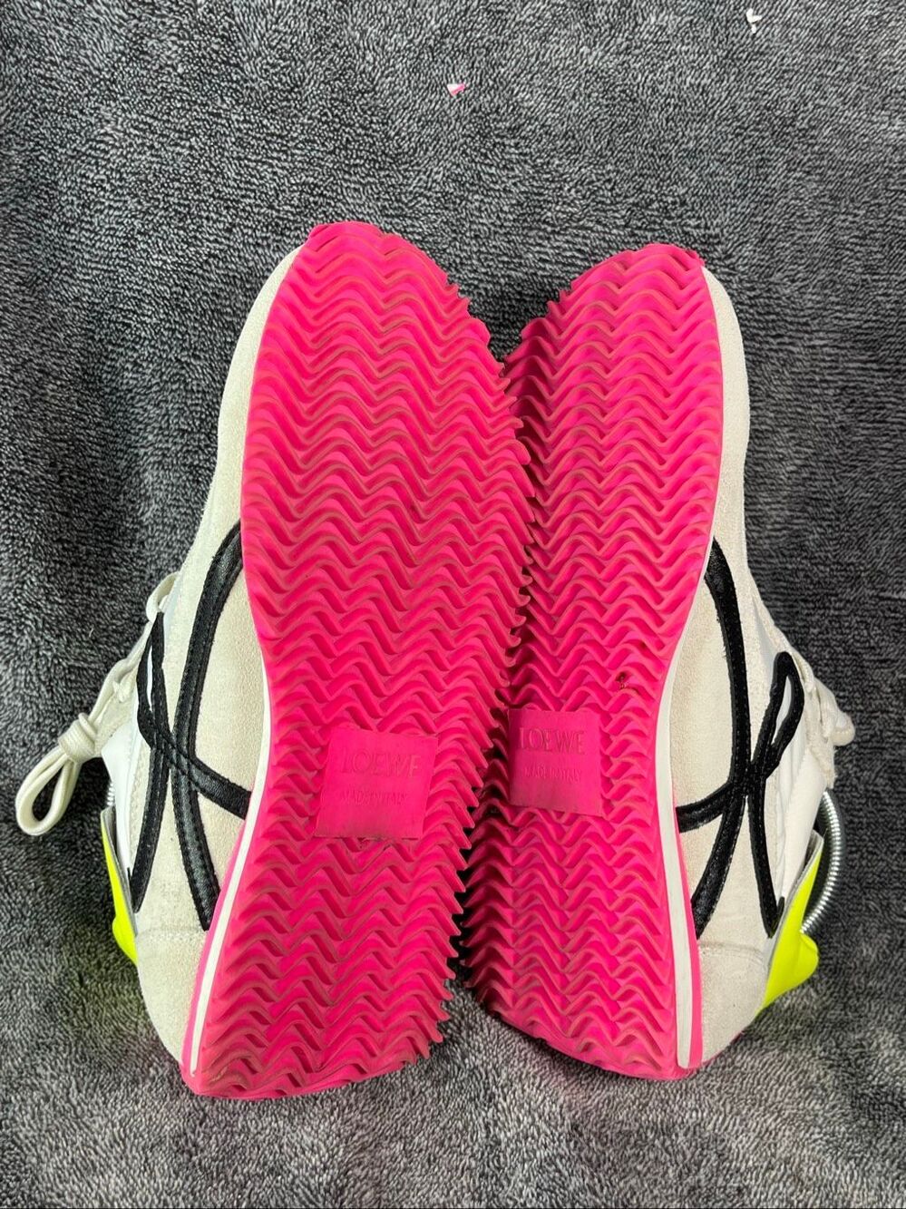 LOEWE Flow Runner Sneakers Nylon & Suede Soft White Neon Pink Yellow EU 38 / 8 - Picture 9 of 10